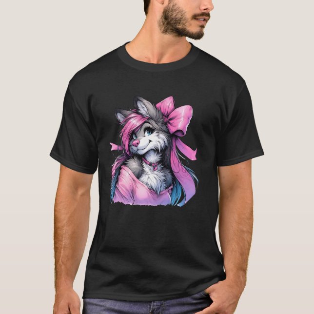 Camiseta Coquette Bow Furry Fandom Fursona Fursuit Cute Fox (Anverso)