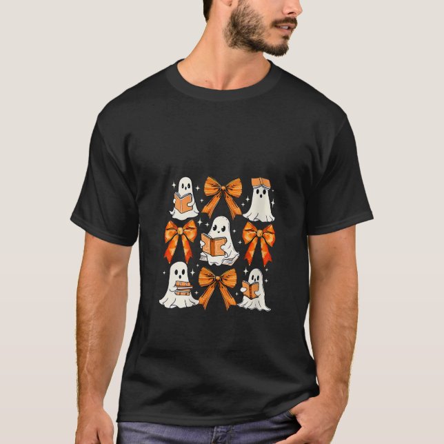 Camiseta Coquette Bow Ghost Reading Books Funny Hall (Anverso)