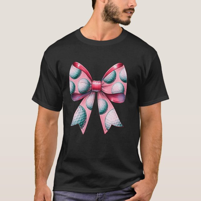 Camiseta Coquette Bow Golf Ball Pattern Día de la Madre Ri  (Anverso)