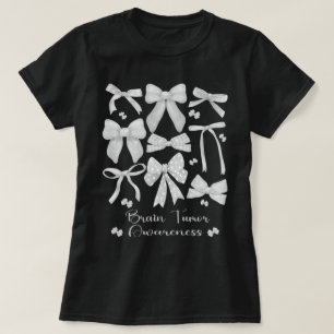 Camiseta Coquette Bow Gray Ribbon Sensibilización sobre el
