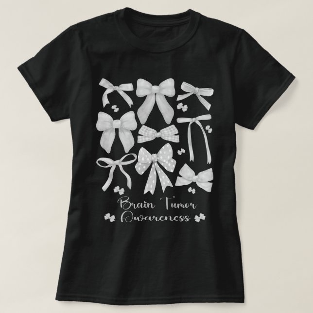 Camiseta Coquette Bow Gray Ribbon Sensibilización sobre el  (Diseño del anverso)