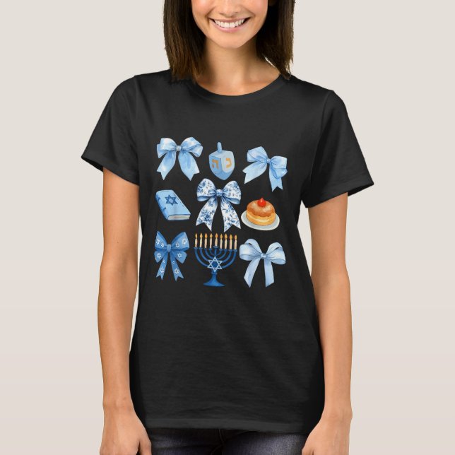 Camiseta Coquette Bow Hanukkah Chanukah Pajama Latke Jewish (Anverso)