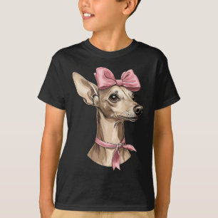 Camiseta Coquette Bow Italiano Greyhound Dog Mom Pink Ribbo