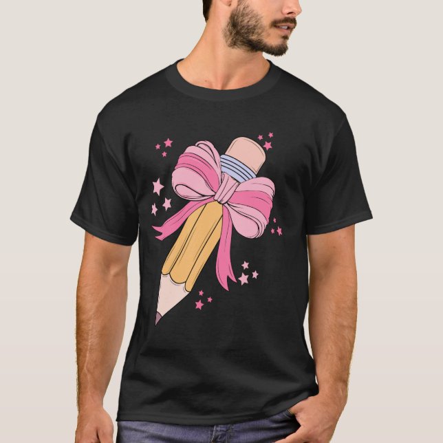 Camiseta Coquette Bow Lápiz de estudiante primer día de vue (Anverso)