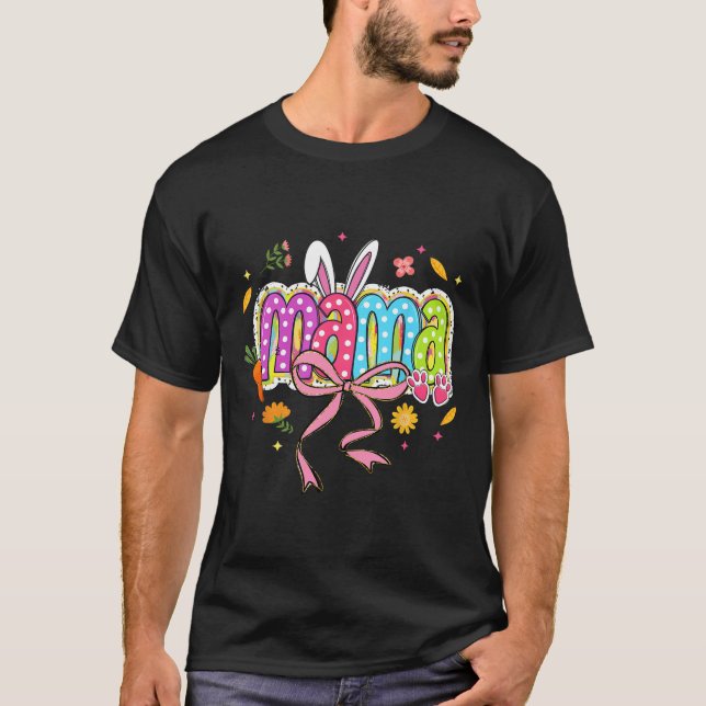 Camiseta Coquette Bow Mama Bunny Easter Mom Boho Florals Fa (Anverso)