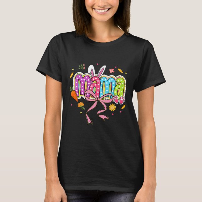 Camiseta Coquette Bow Mama Bunny Easter Mom Boho Florals Fa (Anverso)
