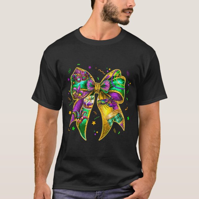 Camiseta Coquette Bow Mardi Gras New Orleans Fleur De Lis F (Anverso)