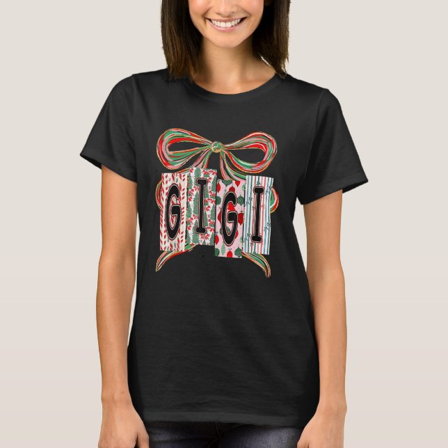Camiseta Coquette Bow Merry Christmas Gigi Grandma Xmas Paj (Anverso)
