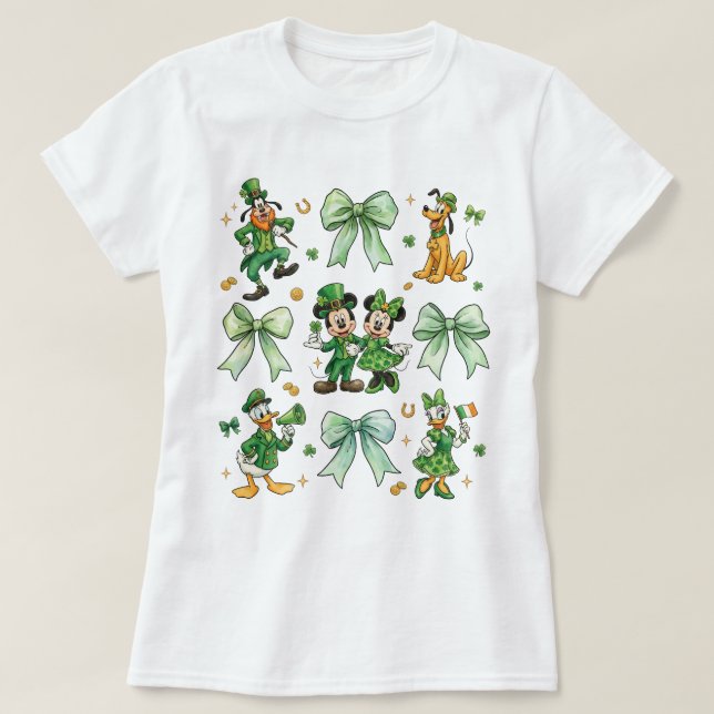 Camiseta Coquette Bow Mickey And Friends St. Patrick’s Day  (Diseño del anverso)