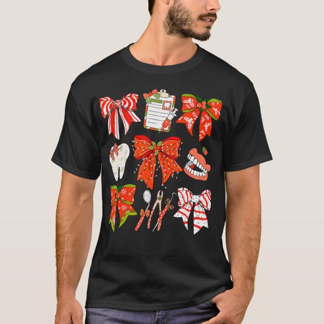 Camiseta Coquette Bow Navidades dentales Dentist Dental Hyg (Anverso)