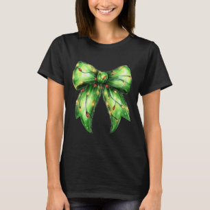 Camiseta Coquette Bow Navidades Green Bow For Family Holida