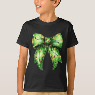 Camiseta Coquette Bow Navidades Green Bow For Family Holida
