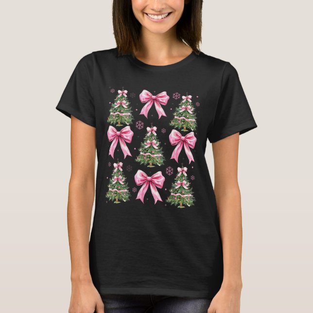 Camiseta Coquette Bow Nk Christmas Tree Xmas Pajamas Women  (Anverso)