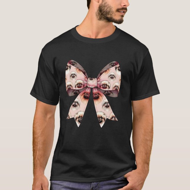 Camiseta Coquette Bow Pekingese Dog Mom Pattern Pink Cute M (Anverso)