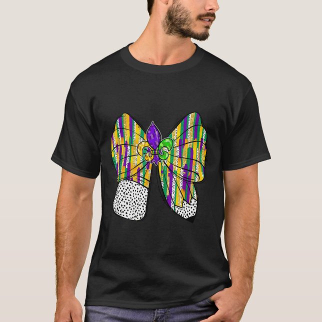 Camiseta Coquette Bow Pencil Mardi Gras Fleur-de-lis Teache (Anverso)