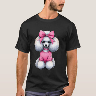 Camiseta Coquette Bow Poodle Dog Mom Pink Ribbon Cuece Mola
