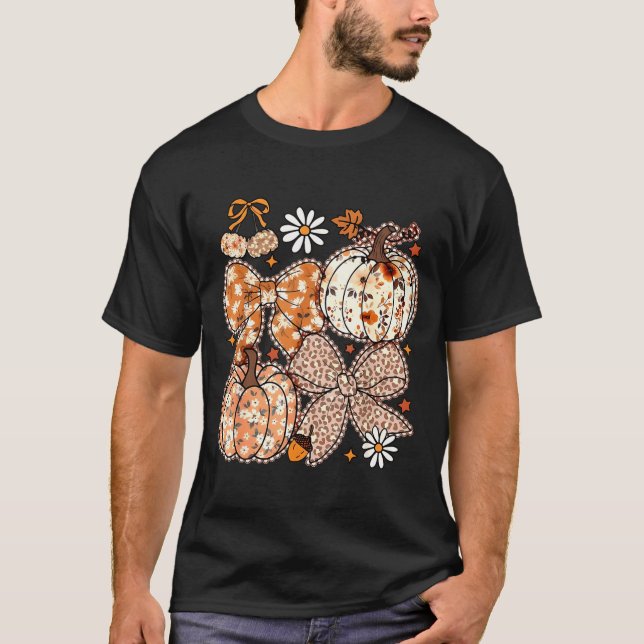 Camiseta Coquette Bow Pumpkin Season Thanksgiving Autumn Fa (Anverso)