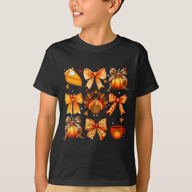 Camiseta Coquette Bow Pumpkin Season Thanksgiving Autumn Fa (Anverso)