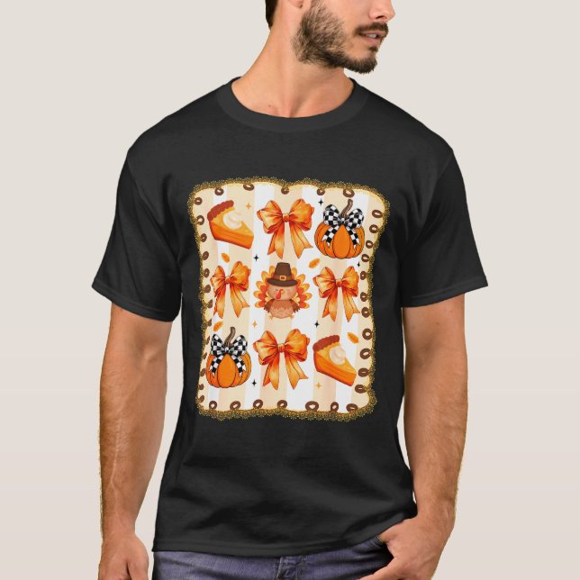 Camiseta Coquette Bow Pumpkin Season Thanksgiving Autumn Fa (Anverso)