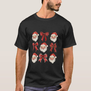 Camiseta Coquette Bow Santa Claus Feliz Navidad Mujeres Xma