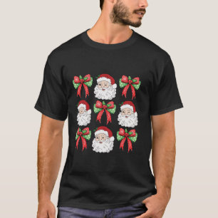 Camiseta Coquette Bow Santa Claus Merry Christmas Vintage R