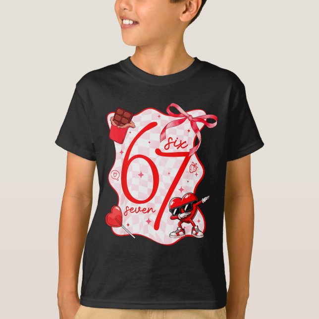 Camiseta Coquette Bow Six Seven 67 Meme Dabbing Heart Valen (Anverso)