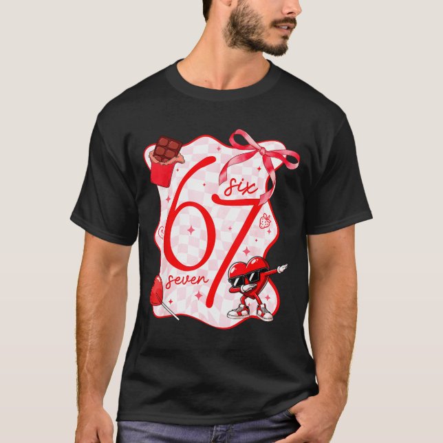 Camiseta Coquette Bow Six Seven 67 Meme Dabbing Heart Valen (Anverso)