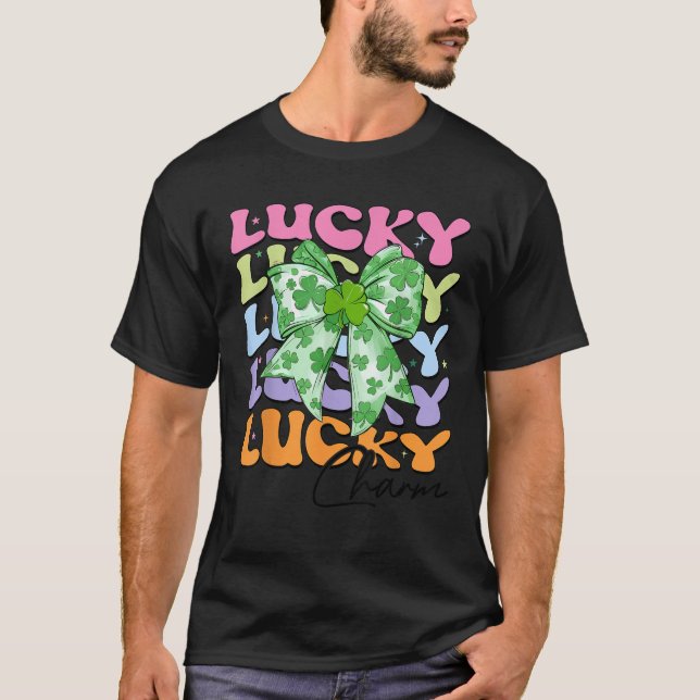 Camiseta Coquette Bow St Patricks Day Lucky Charm Women Gir (Anverso)