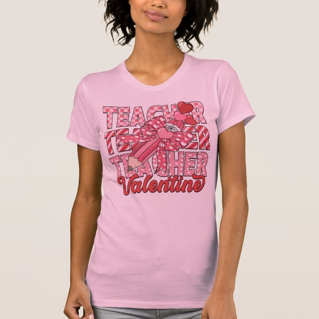 Camiseta Coquette Bow Teacher Valentine (Anverso)