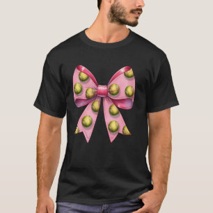 Camiseta Coquette Bow Tennis Player Ball Pattern Pink Ribbo
