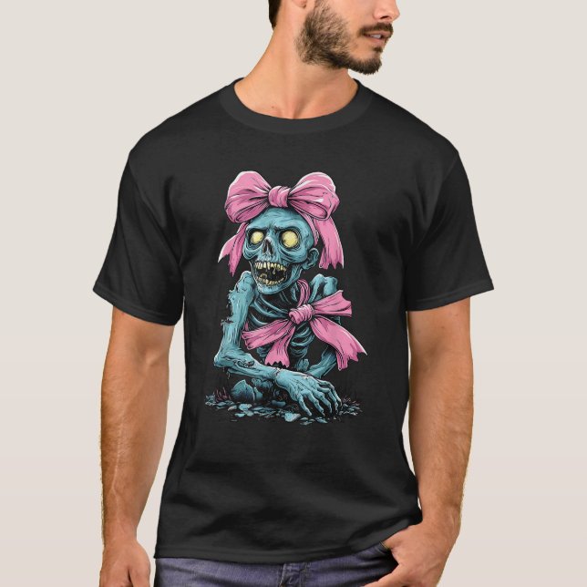 Camiseta Coquette Bow Zombie Spooky Halloween Mamá Madres D (Anverso)