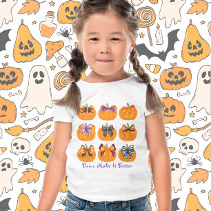 Camiseta Coquette Bows y Calabazas Naranjas
