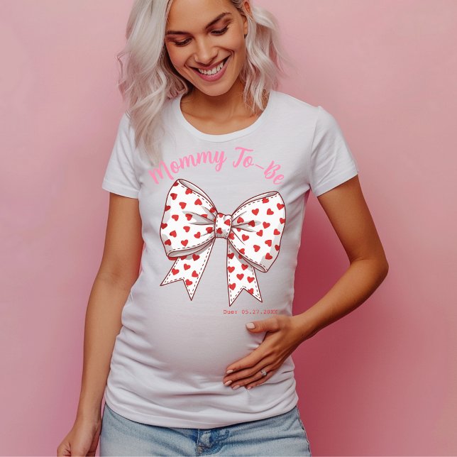 Camiseta Coquette, cariño, corre, mamá por venir, embarazo (Coquette Sweetheart Bow Mommy to-be T-Shirt)
