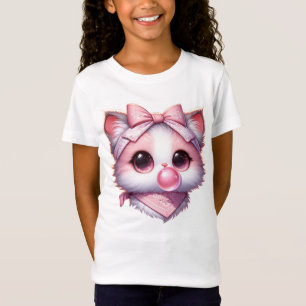Camiseta Coquette Cat Pink Bow Ribbon Bandanna Bubble Goma