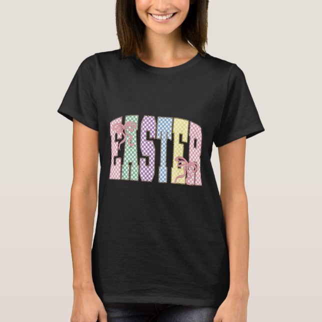 Camiseta Coquette Checkered Easter Day Spring Easter Pastel (Anverso)