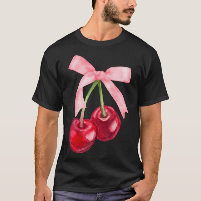 Camiseta Coquette Cherry Y Bow Kawaii Cherry Aesthetic Tr (Anverso)