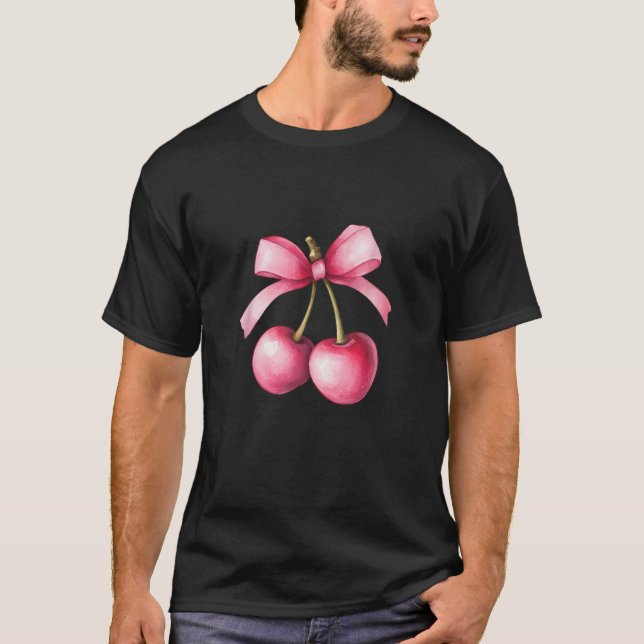 Camiseta Coquette Cherry y Bow Kawaii Cherry Aesthetic Tr (Anverso)