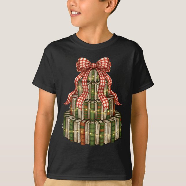 Camiseta Coquette Christmas Book Tree All Booked For Christ (Anverso)