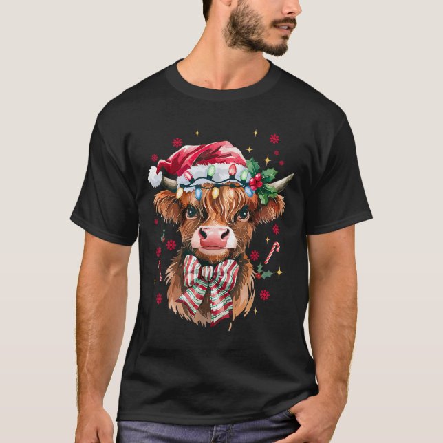 Camiseta Coquette Christmas Western Highland Cow Santa Xmas (Anverso)