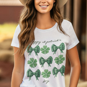 Camiseta Coquette Clovers y Green Bows con puntos blancos