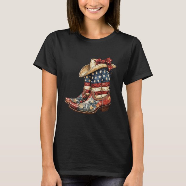 Camiseta Coquette Cowgirl 4th Of July Boots Western Cowgirl (Anverso)