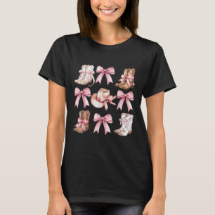 Camiseta Coquette Cowgirl Boots con arcos rosados estéticos
