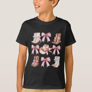 Camiseta Coquette Cowgirl Boots con arcos rosados estéticos