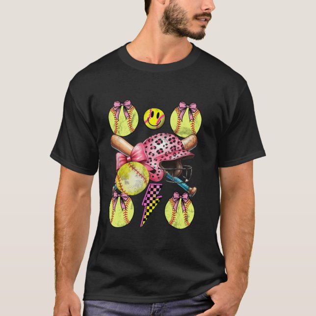 Camiseta Coquette de Softbol Bows Game Day Sofball Lover (Anverso)