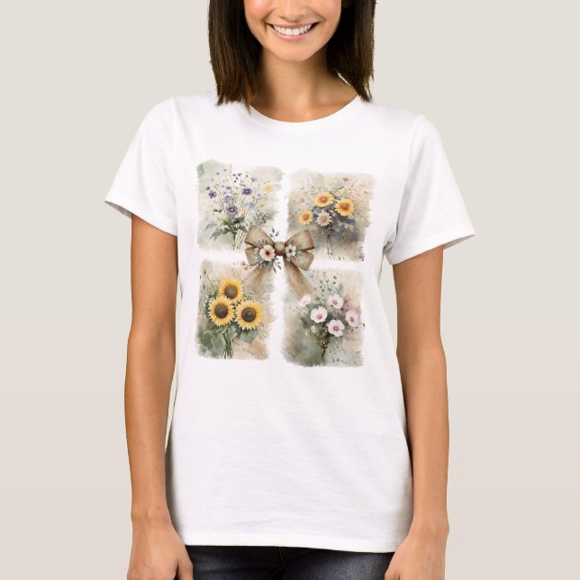 Camiseta Coquette Floral Bow Brush Stroke Shirt (Anverso)