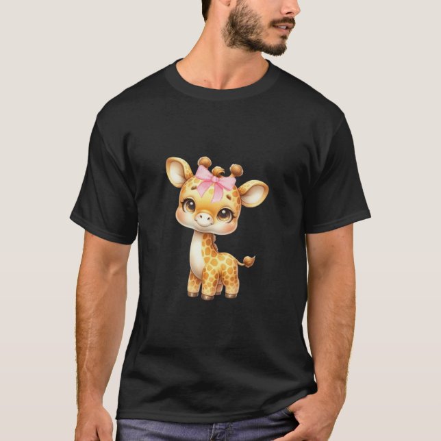Camiseta Coquette Giraffe Bow Simple Rosa Cute Chica (Anverso)