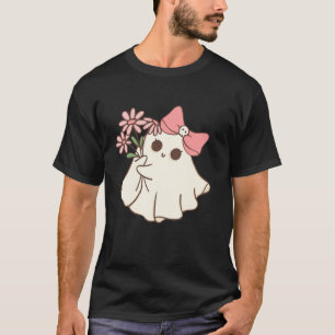 Camiseta Coquette Girly Halloween Fantasma Skull Rosado