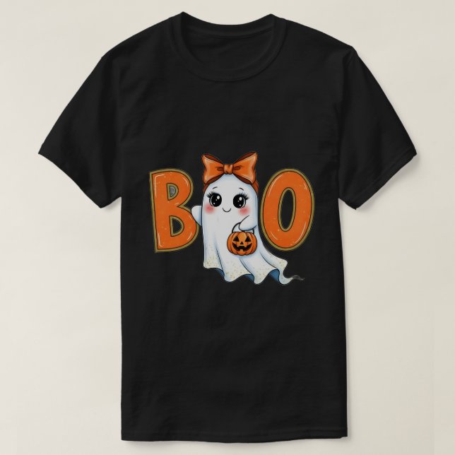Camiseta Coquette Halloween Girly Boo Ghost Estética 2025 (Diseño del anverso)