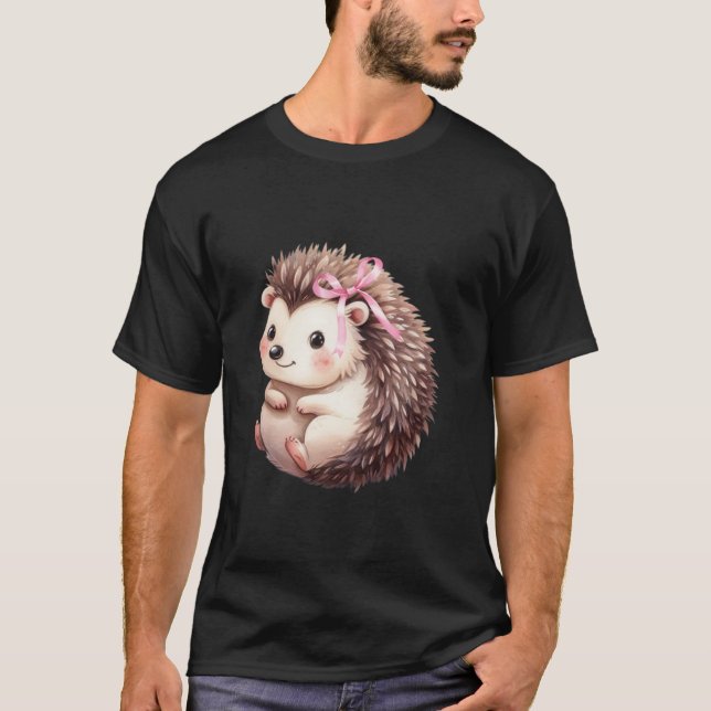 Camiseta Coquette Hedgehog con Bow Simple Cute Girona (Anverso)