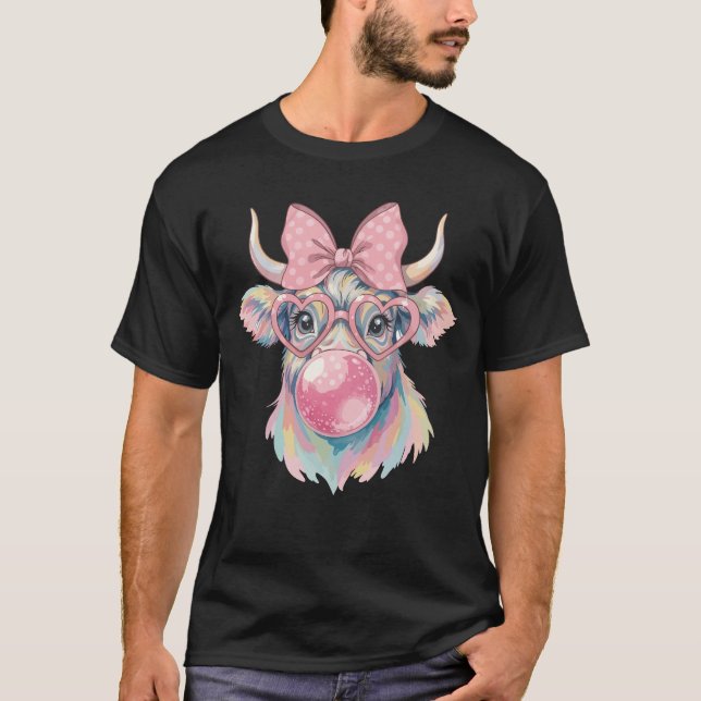 Camiseta Coquette Highland Cow Bubblegum (Anverso)
